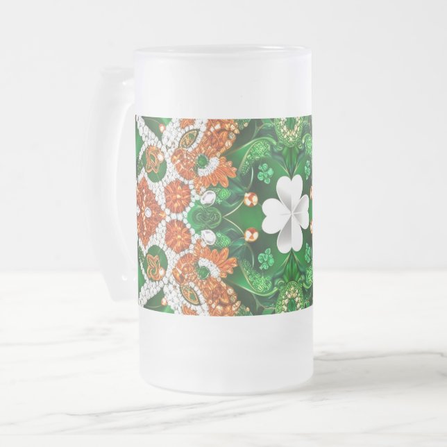 Frosted Glass Mug with Irish Colours design (Front Left)