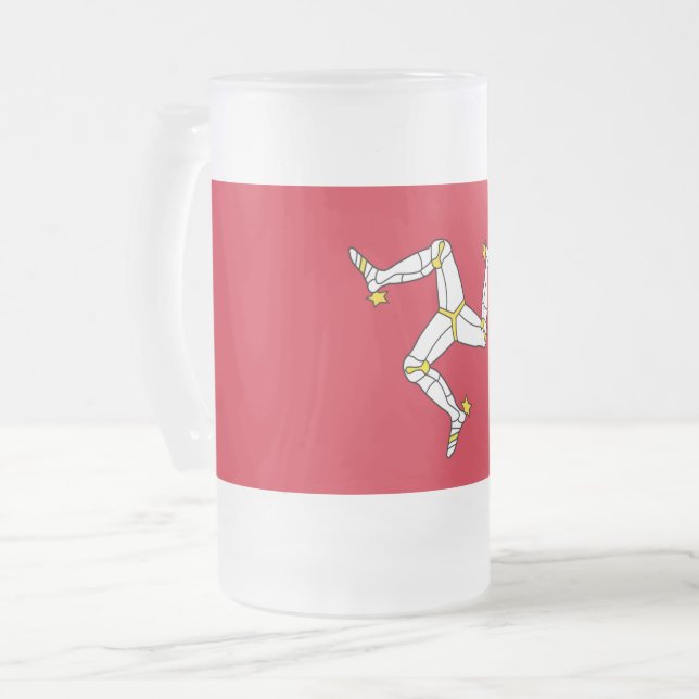 Frosted Glass Mug with Isle Of Man flag (Front Left)