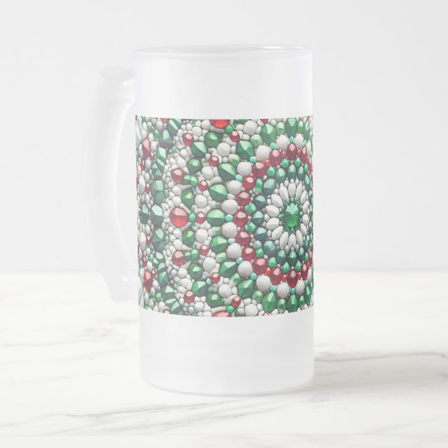 Frosted Glass Mug with Italian Colours design (Front Left)