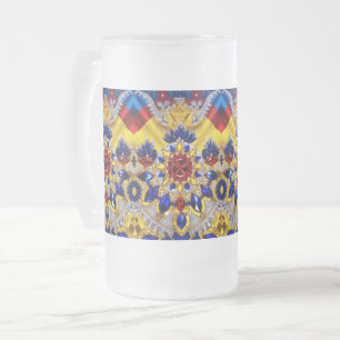 Frosted Glass Mug with Romania Colours design