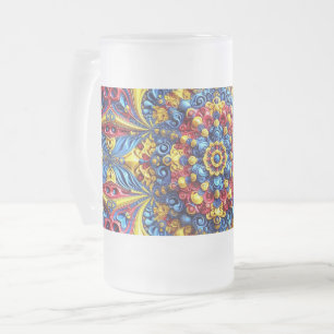 Frosted Glass Mug with Romanian Colours design