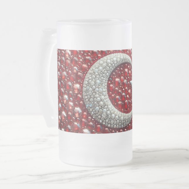 Frosted Glass Mug with Turkish Colours design (Front Left)