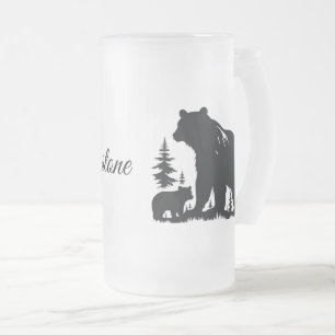Frosted Glass Mug-Yellowstone Bear Beer Mug