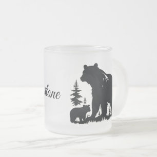 Frosted Glass Mug-Yellowstone Bear Coffee Mug