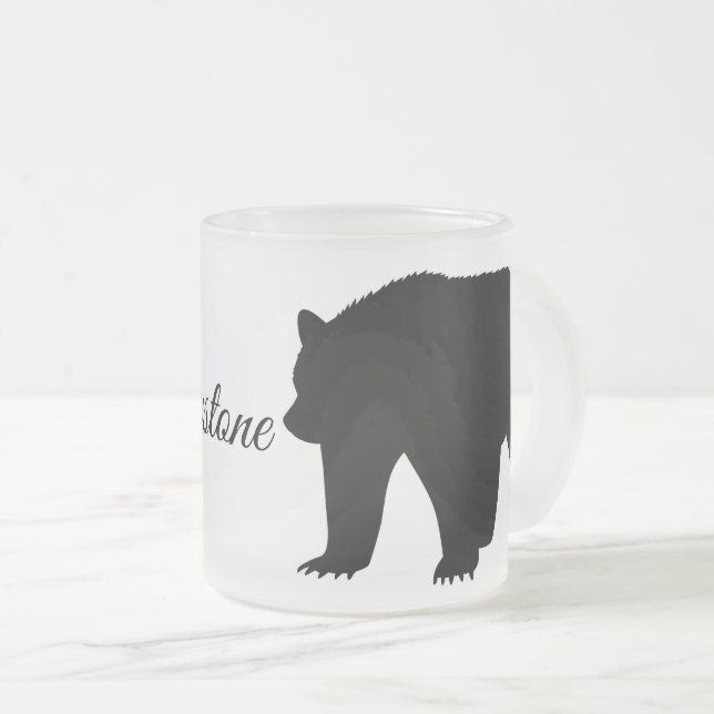 Frosted Glass Mug-Yellowstone Bear Frosted Glass Coffee Mug (Front Right)