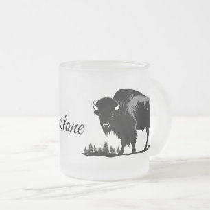Frosted Glass Mug-Yellowstone Buffalo Coffee Mug