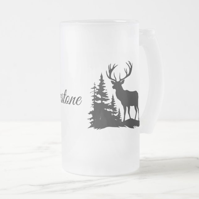 Frosted Glass Mug-Yellowstone Deer Beer Mug (Front Right)