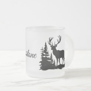 Frosted Glass Mug-Yellowstone Deer Coffee Mug
