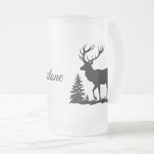 Frosted Glass Mug-Yellowstone Elk Beer Mug