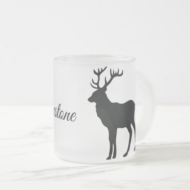 Frosted Glass Mug-Yellowstone Elk Frosted Glass Coffee Mug (Front Right)