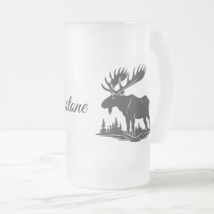 Frosted Glass Mug-Yellowstone Moose Beer Mug
