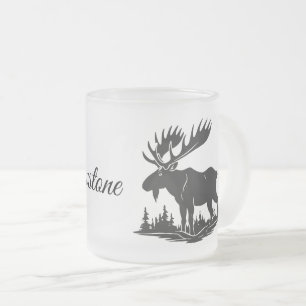 Frosted Glass Mug-Yellowstone Moose Coffee Mug