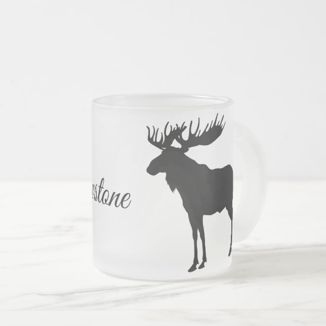 Frosted Glass Mug-Yellowstone Moose Coffee Mug (Front Right)
