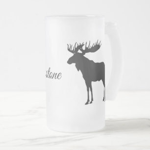 Frosted Glass Mug-Yellowstone Moose Frosted Glass Beer Mug