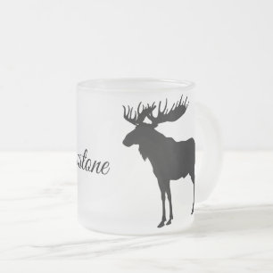 Frosted Glass Mug-Yellowstone Moose Frosted Glass Coffee Mug