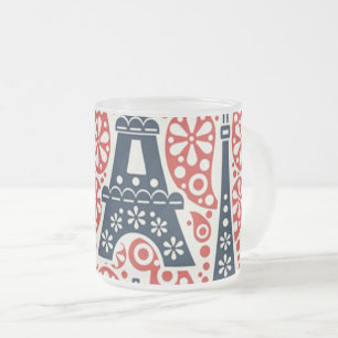 Frosted Glass Paris Folk Floral Mug