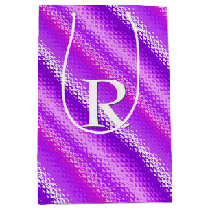 Frosted glass stripes - purple and orchid medium gift bag