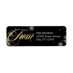 Frosted Greeting Holiday Address Labels Black