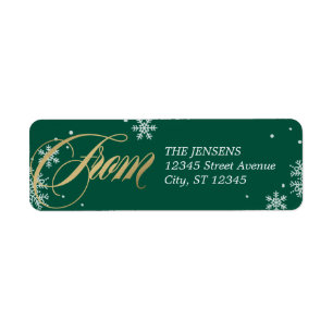Frosted Greeting Holiday Address Labels Green