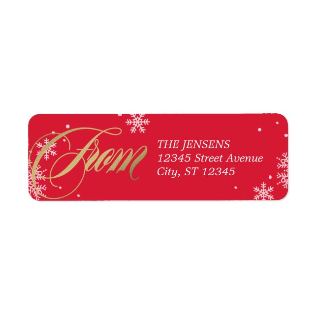 Frosted Greeting Holiday Address Labels Red (Front)