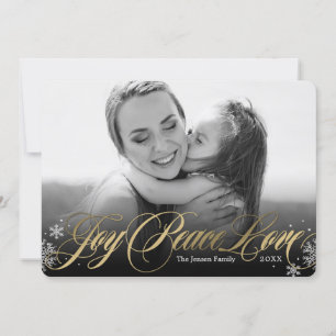 Frosted Greeting Holiday Photo Card Black