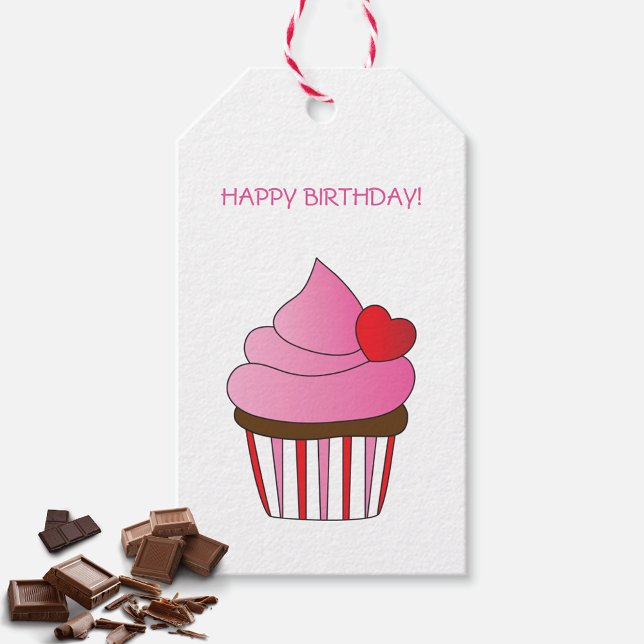 Frosted Heart Cupcake Birthday Gift Tags (Creator Uploaded)