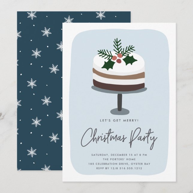 Frosted Holly | Cute Modern Christmas Party Invitation (Front/Back)