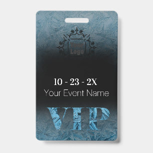 Frosted Ice on Black VIP with Logo ID Badge
