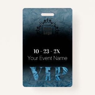 Frosted Ice on Black VIP with Logo ID Badge