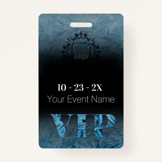 Frosted Ice on Black VIP with Logo ID Badge (Front)
