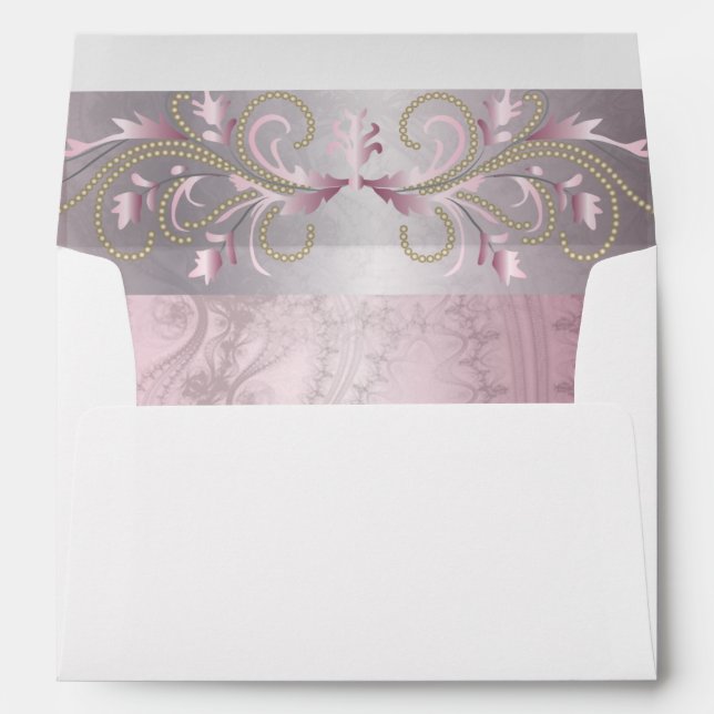 Frosted Jewelled Pastel Pink Lace Envelope (Back (Bottom))