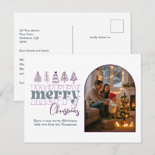 Frosted Lavender Cosy Arch Photo Merry Christmas Holiday Postcard