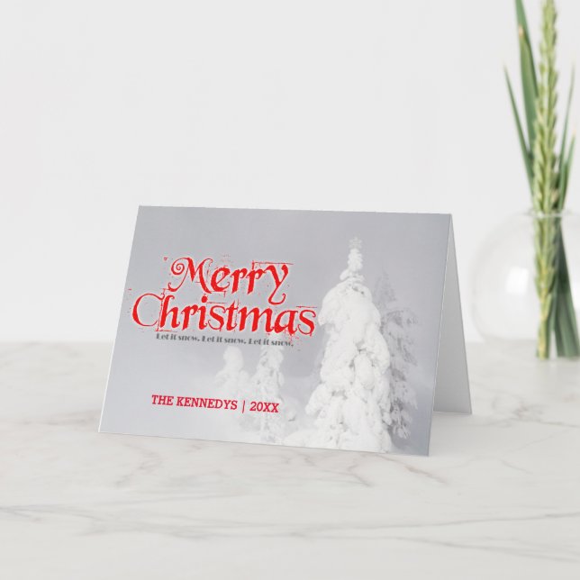 Frosted Lodgepole Pine Trees Holiday Card (Front)
