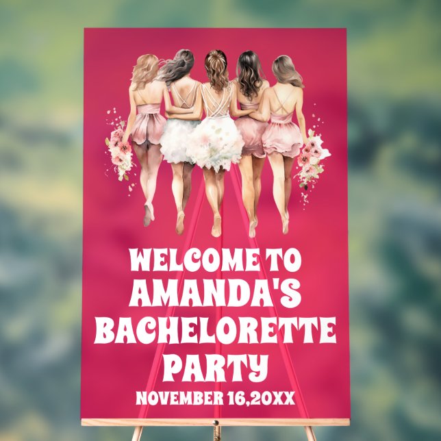 Frosted Magenta Acrylic Bachelorette Welcome Sign (Neutral)