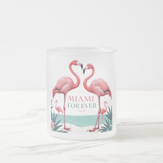 Frosted Miami Pink Flamingos Mug (Center)