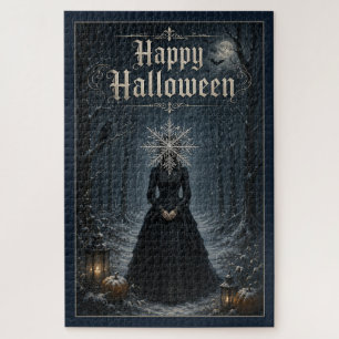 Frosted Midnight Halloween Enchantress Jigsaw Puzzle
