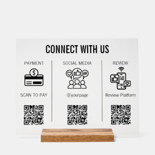 Frosted Minimalist 3 in 1 QR Code Acrylic Tabletop Sign