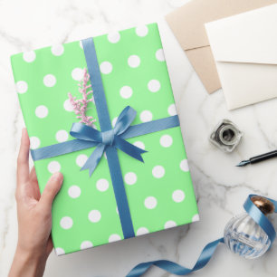 Frosted mint and white polka dot wrapping paper