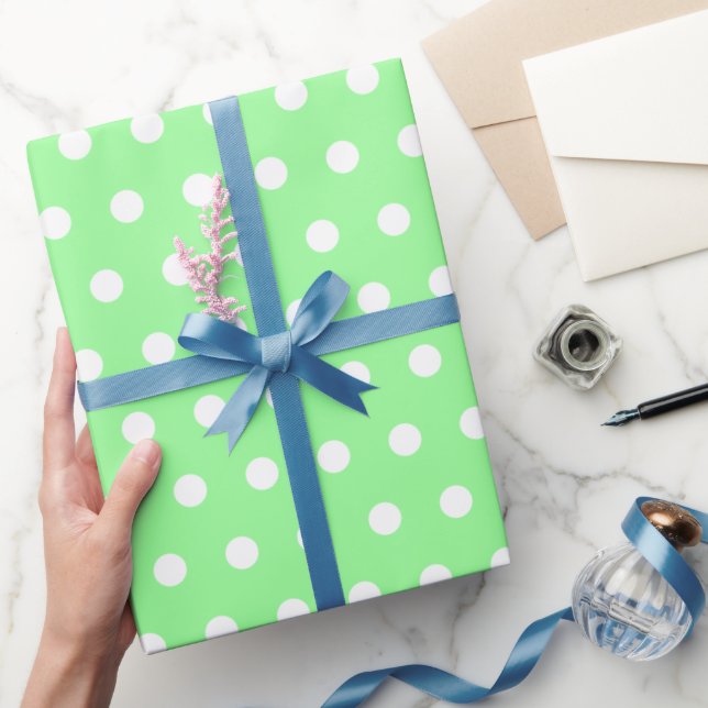 Frosted mint and white polka dot wrapping paper (Gifting)