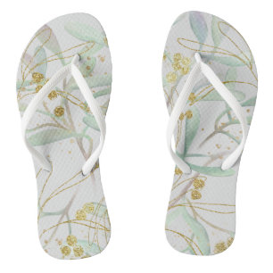 Frosted Mistletoe Winter Wedding Flip Flops