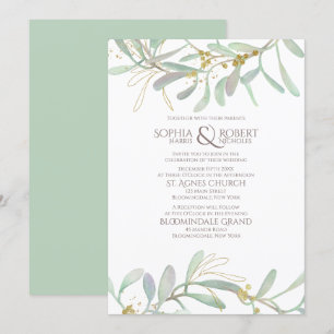 Frosted Mistletoe Winter Wedding Invitation