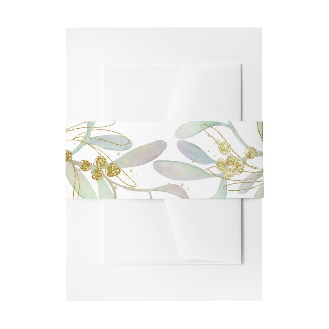 Frosted Mistletoe Winter Wedding Invitation Belly Band (Front Example)