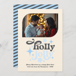 Frosted Morning Modern Blue Christmas Photo Holiday Card