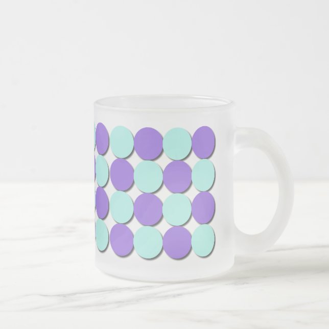 Frosted Mug Aqua & Blue Polka Dots (Right)