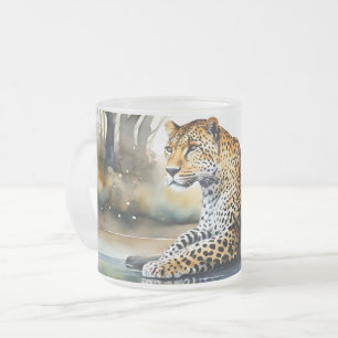 Frosted Mug featuring Lounging Leopard