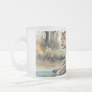 Frosted Mug featuring Lounging Leopard