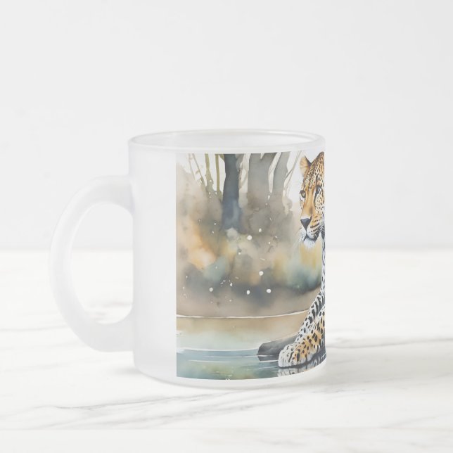 Frosted Mug featuring Lounging Leopard (Left)