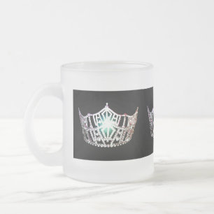 Frosted Mug-Miss America Crown Frosted Glass Coffee Mug