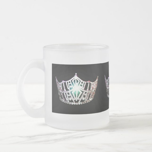 Frosted Mug-Miss America Crown Frosted Glass Coffee Mug (Left)