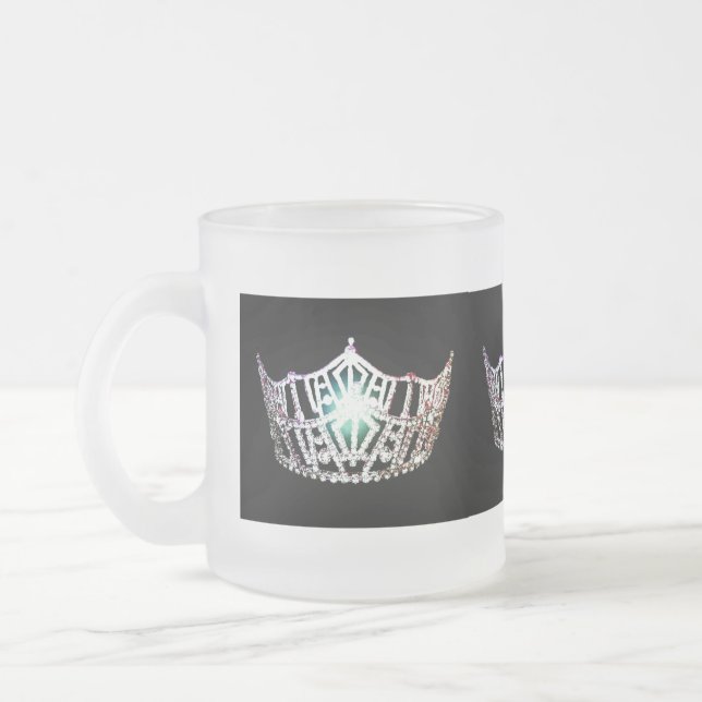 Frosted Mug-Miss America Crown Glass Coffee Mug (Left)